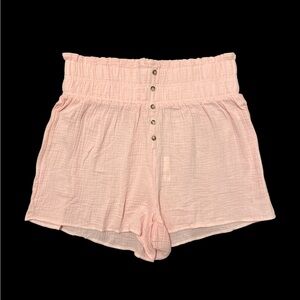 Simply Southern Coral High-Waisted Cotton Shorts with elastic waistband Size M/L